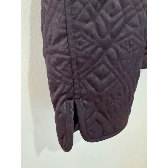 Banana Republic Womens Quilted Silk Jacket M Medium Black Open Front Pockets - Picture 7 of 7